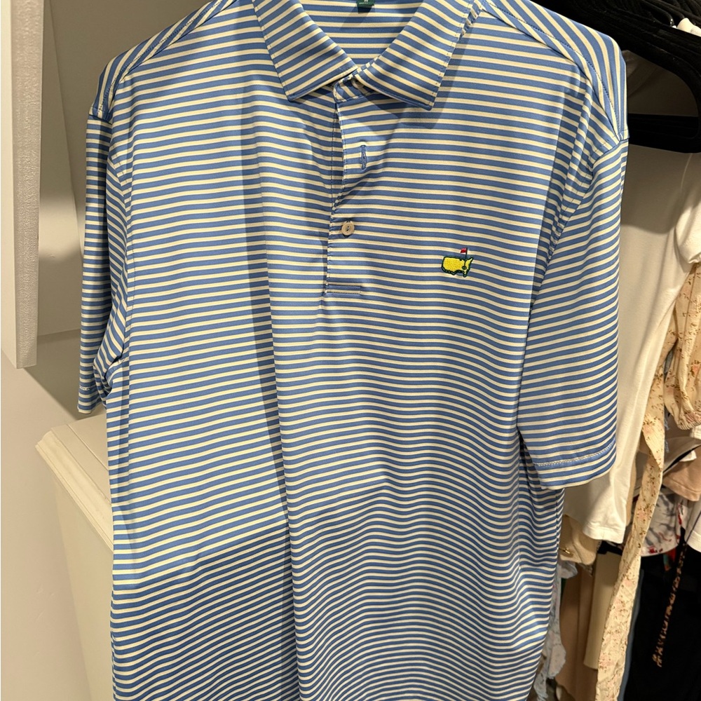 Master’s Peter Millar Light Blue and White Striped Polo